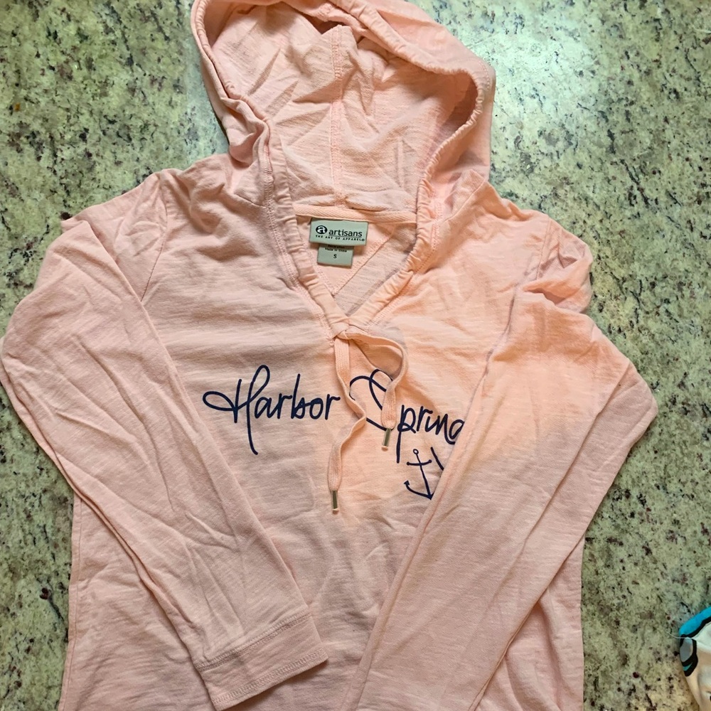 Hoodie, cut neck, super soft, 100 percent cotton. Casual and comfortable. Small